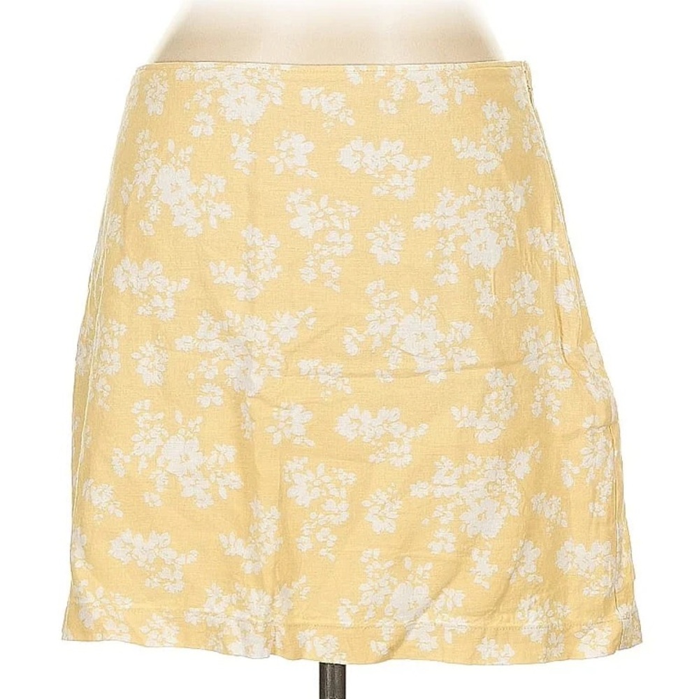 Abercrombie Yellow Floral Linen Skirt